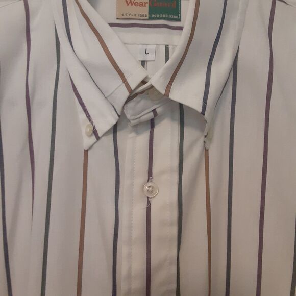 Wearguard Button Up Shirt Mens Large White Striped Long Sleeve Work - Picture 3 of 9